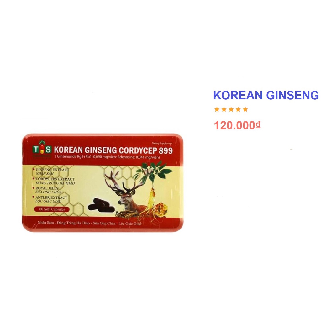 KOREAN GINSHENG Ginseng-Bổ sung vitamin, Giảm mệt mỏi, Chống Stress, suy nhược cơ thể