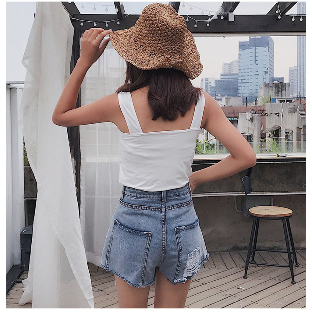 Áo bra hai dây bản to 3cm croptop CERA-Y màu đen CRA032