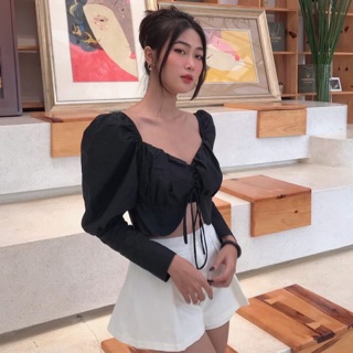 Áo kiểu crotop tay bồng - emme top