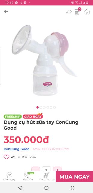 (THANH LÝ) Dụng cụ hút sữa tay ConCung Good