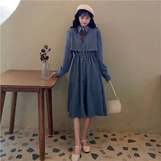 Đầm Nhung Dáng Dài Phong Cách Retro