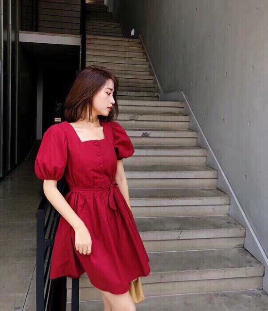 KÈM ẢNH THẬT Đầm xoè tay nhún phồng Zachary