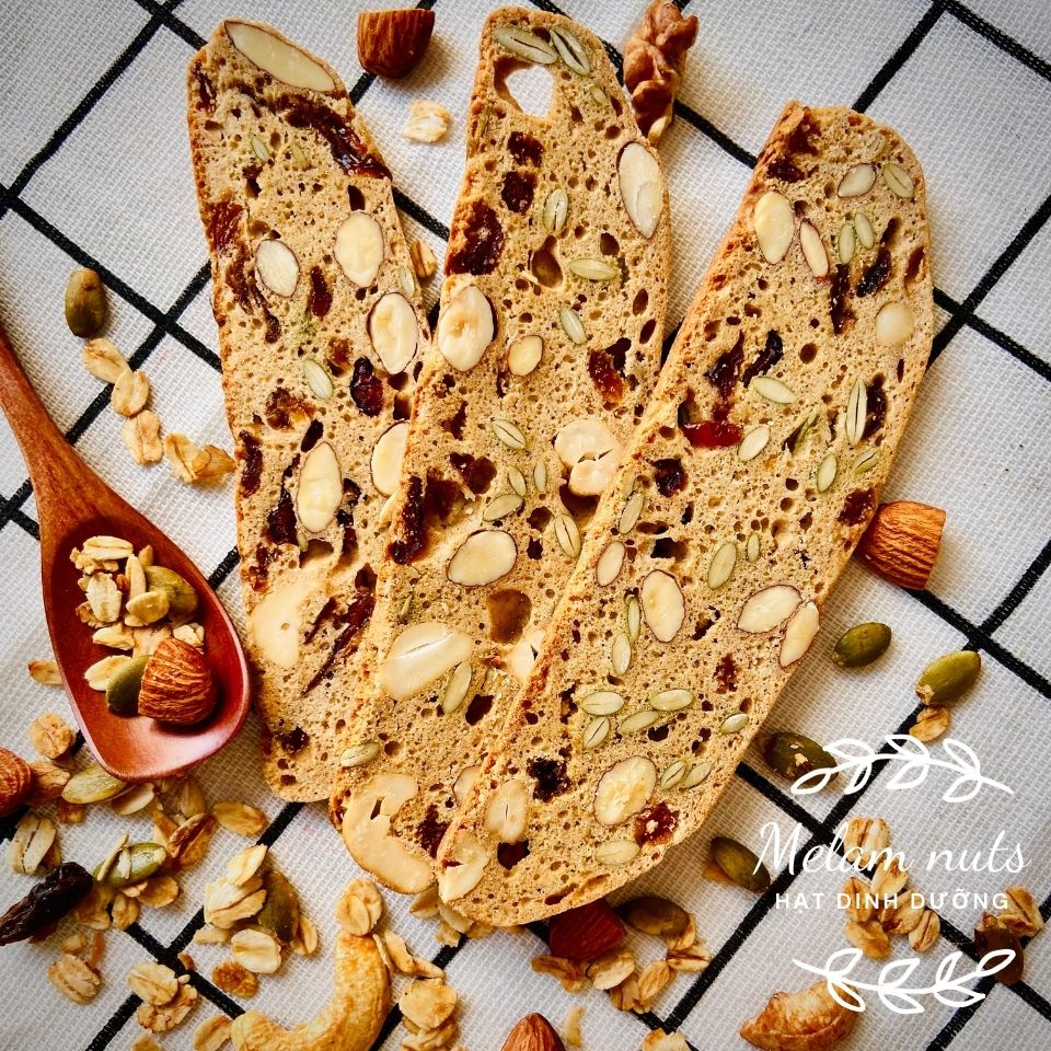 Bánh biscotti nguyên cám không đường ăn kiêng giảm cân ăn vặt dinh dưỡng cho mẹ bầu