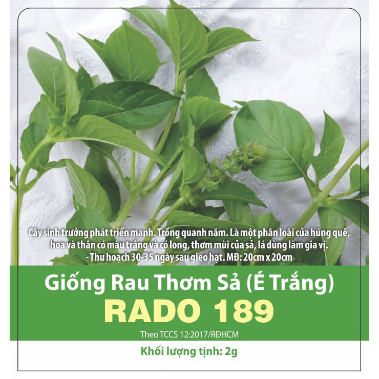 Hạt Giống Rau Thơm Xả (Rau É Trắng) Dễ Trồng, Thơm Ngon 2gr