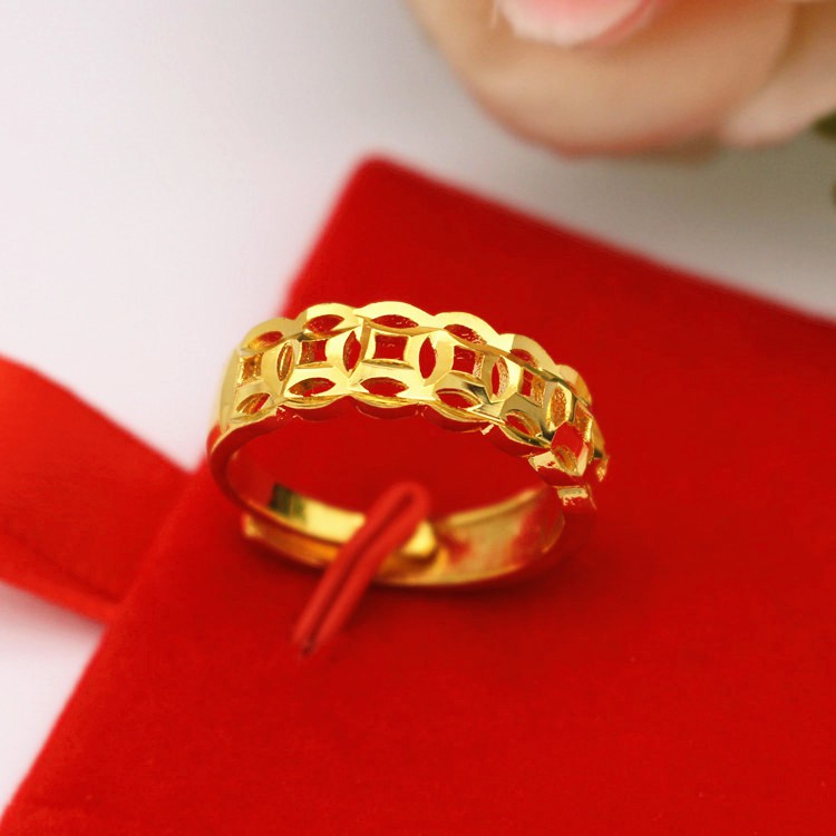 Nhẫn kim tiền phát tài phát lộc dành cho nam nữ mạ vàng 24k
