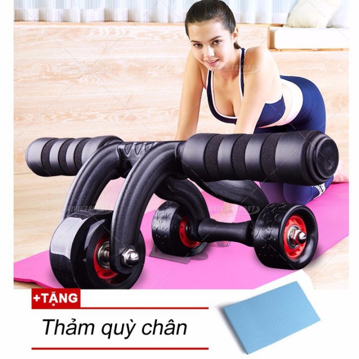 Con lăn tập bụng 4 bánh có thảm tập