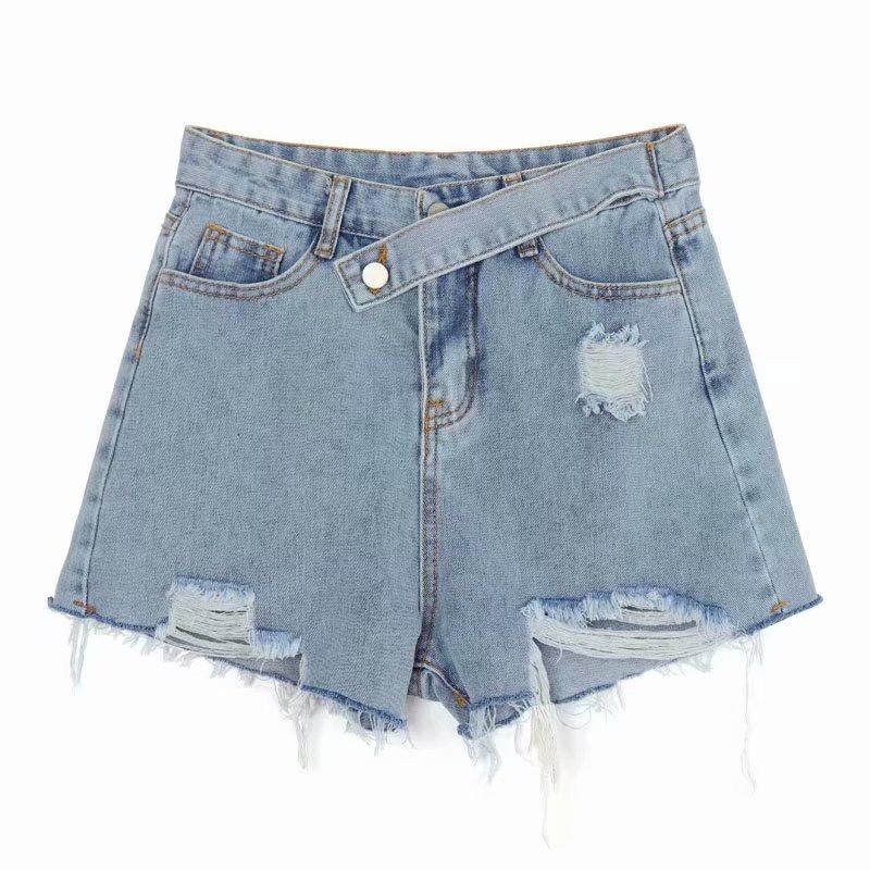 Quần short denim Daduhey ống rộng lưng cao thời trang mùa hè 2020 dành cho nữ