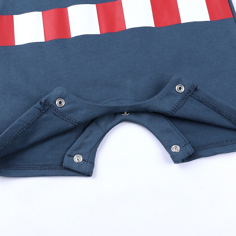 Bộ Áo Liền Quần Vải Cotton Tay Ngắn Hóa Trang Captain America Spiderman Cho Bé Trai 0-24 Tháng Tuổi