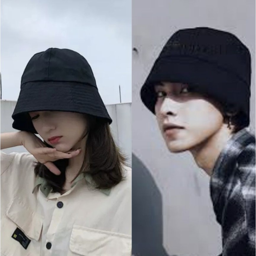 Nón Bucket trơn đen nam nữ Ulzzang năng động