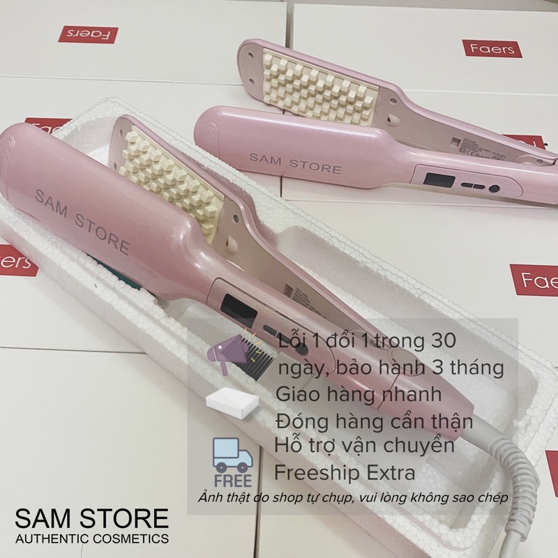 Máy dập phồng SAM STORE chân vuông, dập không lộ mối tóc 2in1 vừa dập vừa là màu hồng pastel