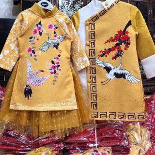 Áo dài cách tân cho bé trai bé gái( cúc bọc)