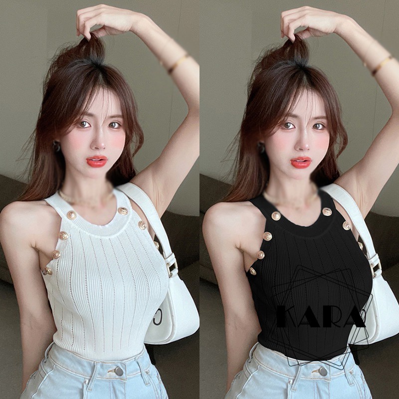 Áo Dệt Kim Không Tay Màu Sắc Đơn Giản Cho Nữ