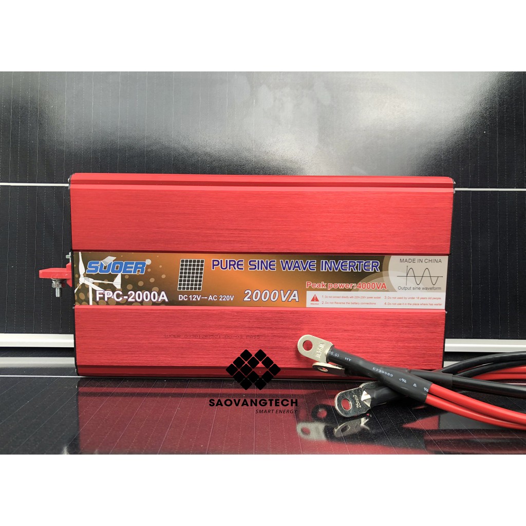 Bộ Kích Điện Sin Chuẩn 2000W SUOER - 12V/24V Sang 220V - Sóng Sine Chuẩn - Hàng Chính Hãng