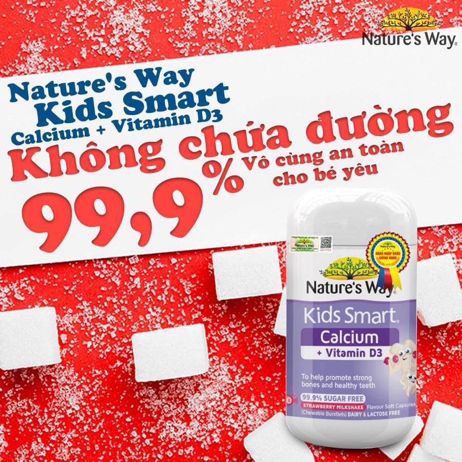 Nature's Way Kids Smart Calcium + Vitamin D3 Burstlets - Hỗ trợ phát triển chiều cao