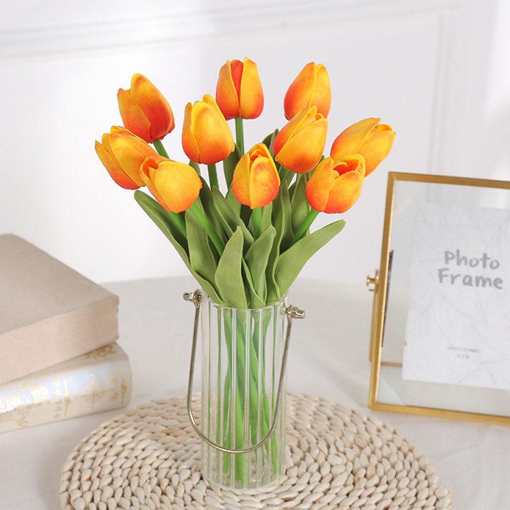 Hoa Giả - Combo 10 cành Hoa Tulip Havi cao cấp 33cm trang trí nhà cửa, decor studio