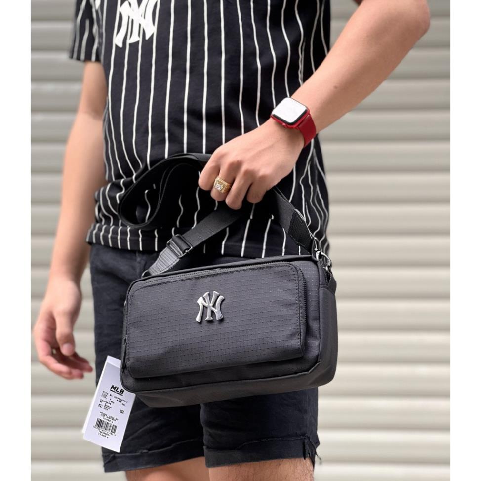 Túi đeo chéo thời trang Unisex MLB logo NY cao cấp Form ngang 2 ngăn chuẩn store Chất vải polieste chống thấm