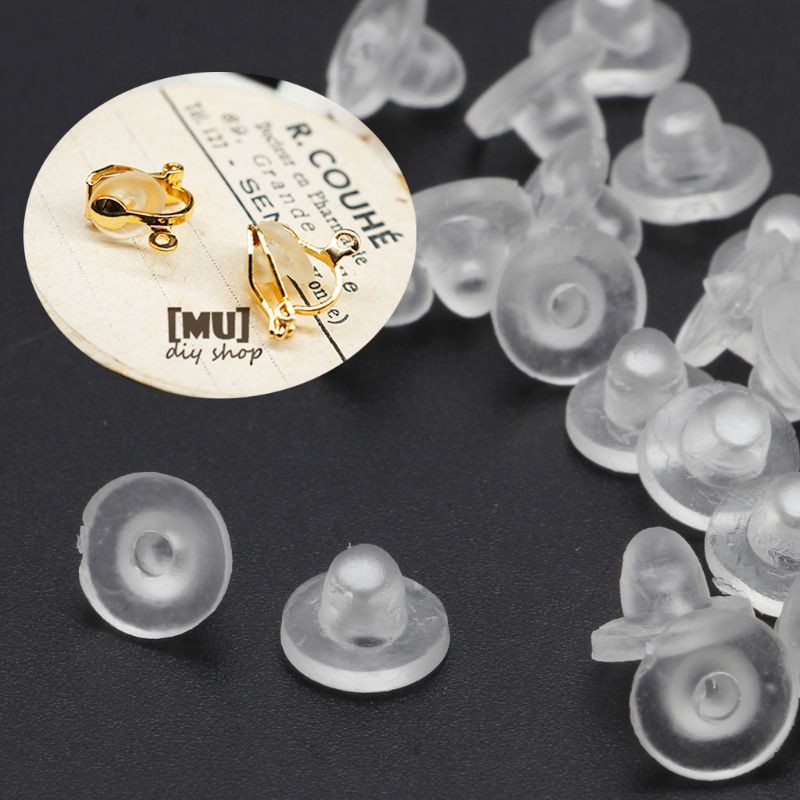 Bộ 100 đệm silicon gắn kẹp bông tai 4 kích thước giúp tạo sự thoải mái khi đeo