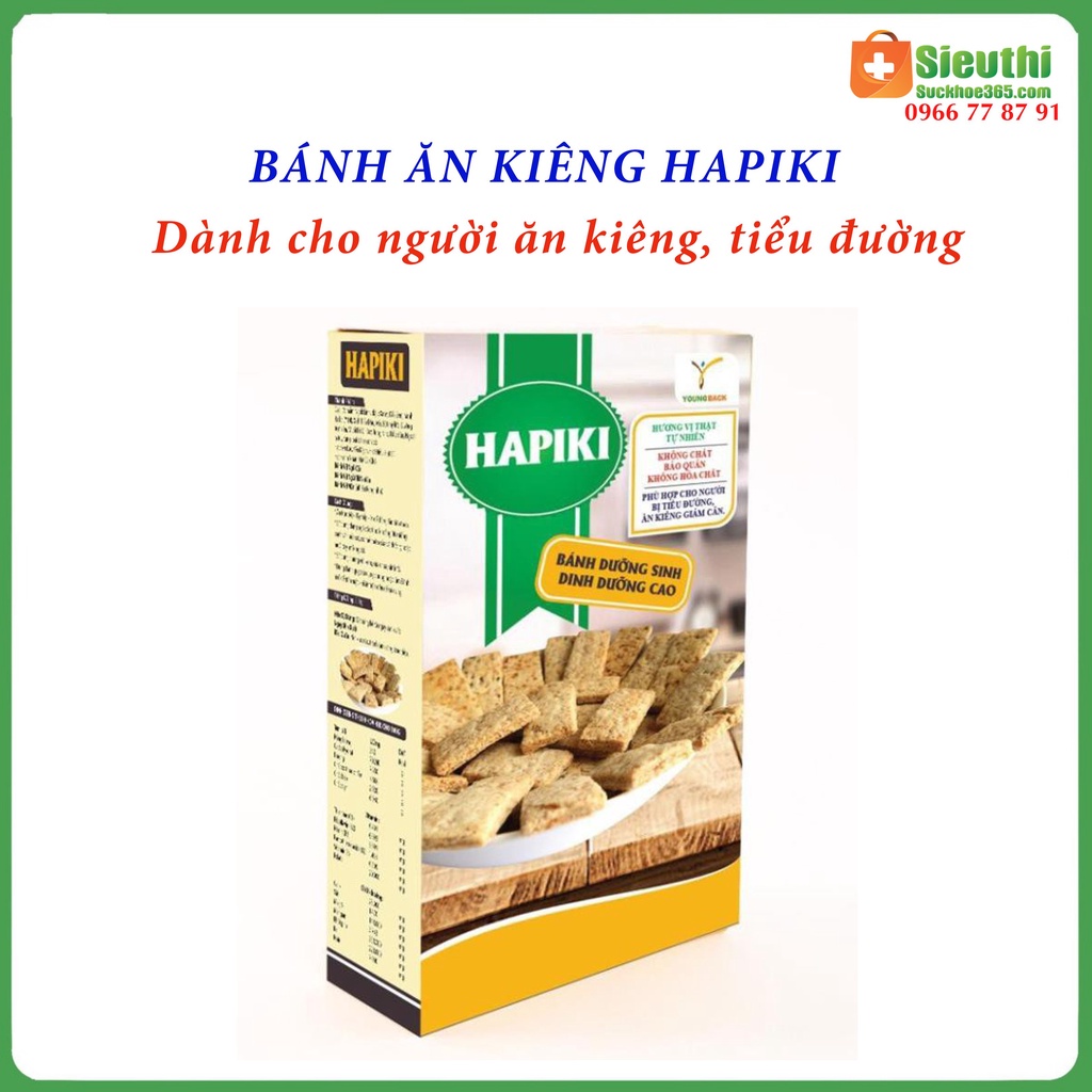 Bánh Không đường Hapiki dinh dưỡng dành cho người tiểu đường, ăn chay, ăn kiêng hộp 120g Siêu Thị Sức Khoẻ 365