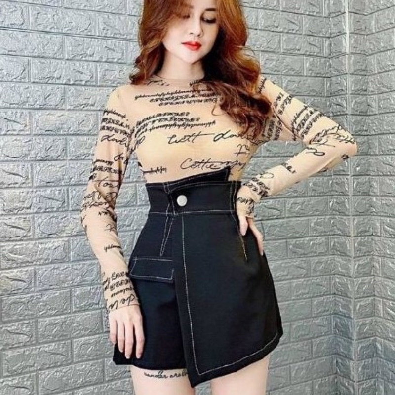 Chân váy viền chỉ quần giả váy