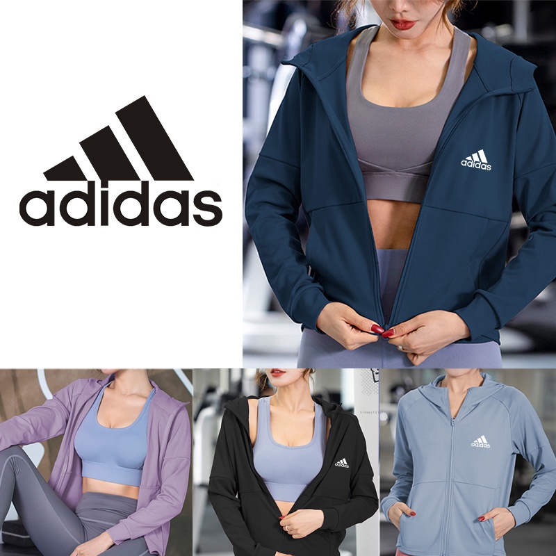 Adidas Áo Khoác Hoodie Thể Thao Tay Dài Co Giãn Khô Thoáng Nhanh Phối Khóa Kéo Thời Trang Cho Nữ