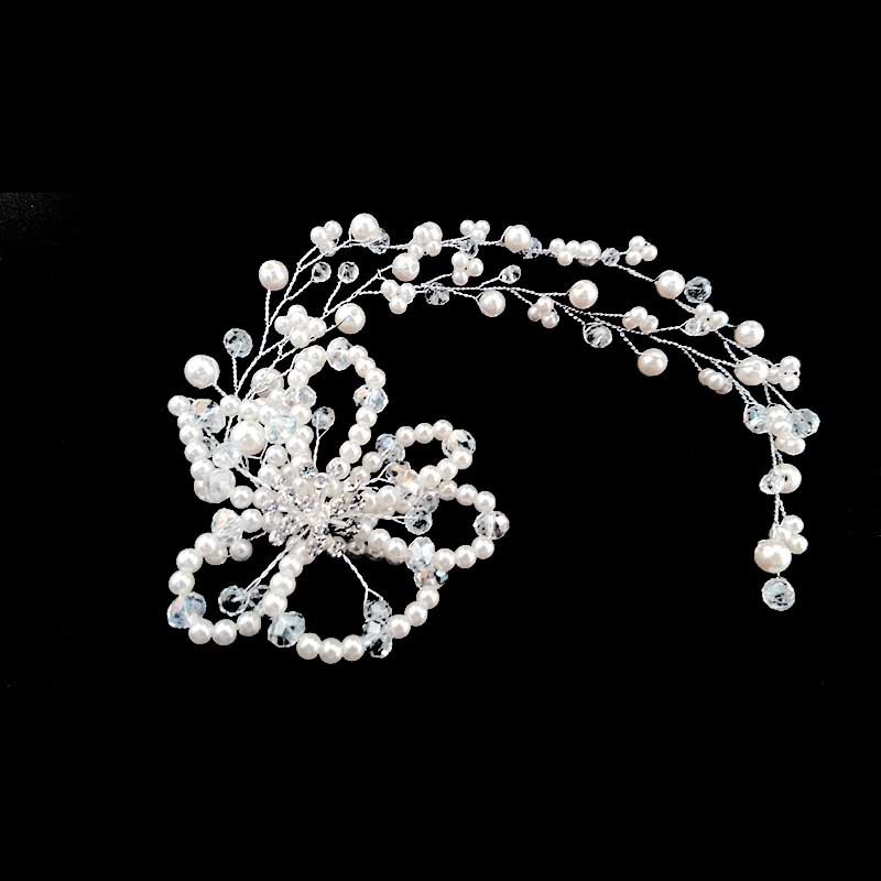 Băng đô trang trí hình hoa đính đá nhân tạo cho cô dâu