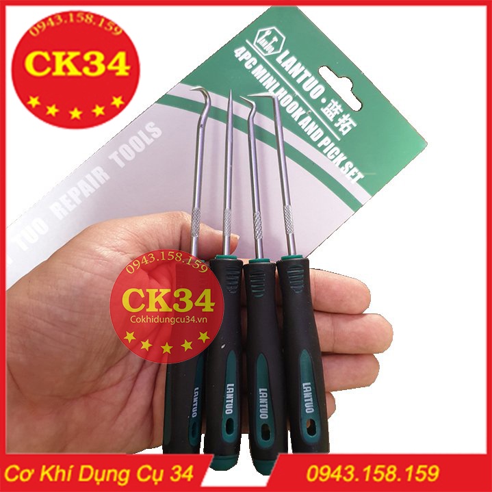 Bộ móc nạy phớt kéo lò xo, móc Gioăng, phanh phe 4 PC