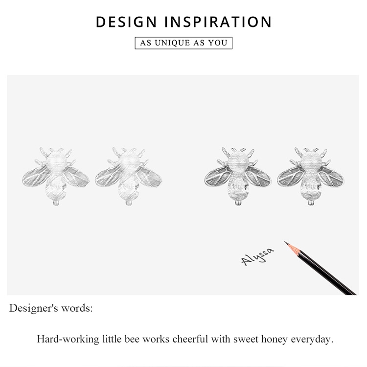 Bông tai BAMOER SCE643 bằng bạc 925 hình con ong thời trang