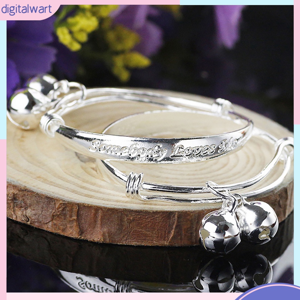 Set 2 vòng tay bạc đính chuông dễ thương dành cho bé
