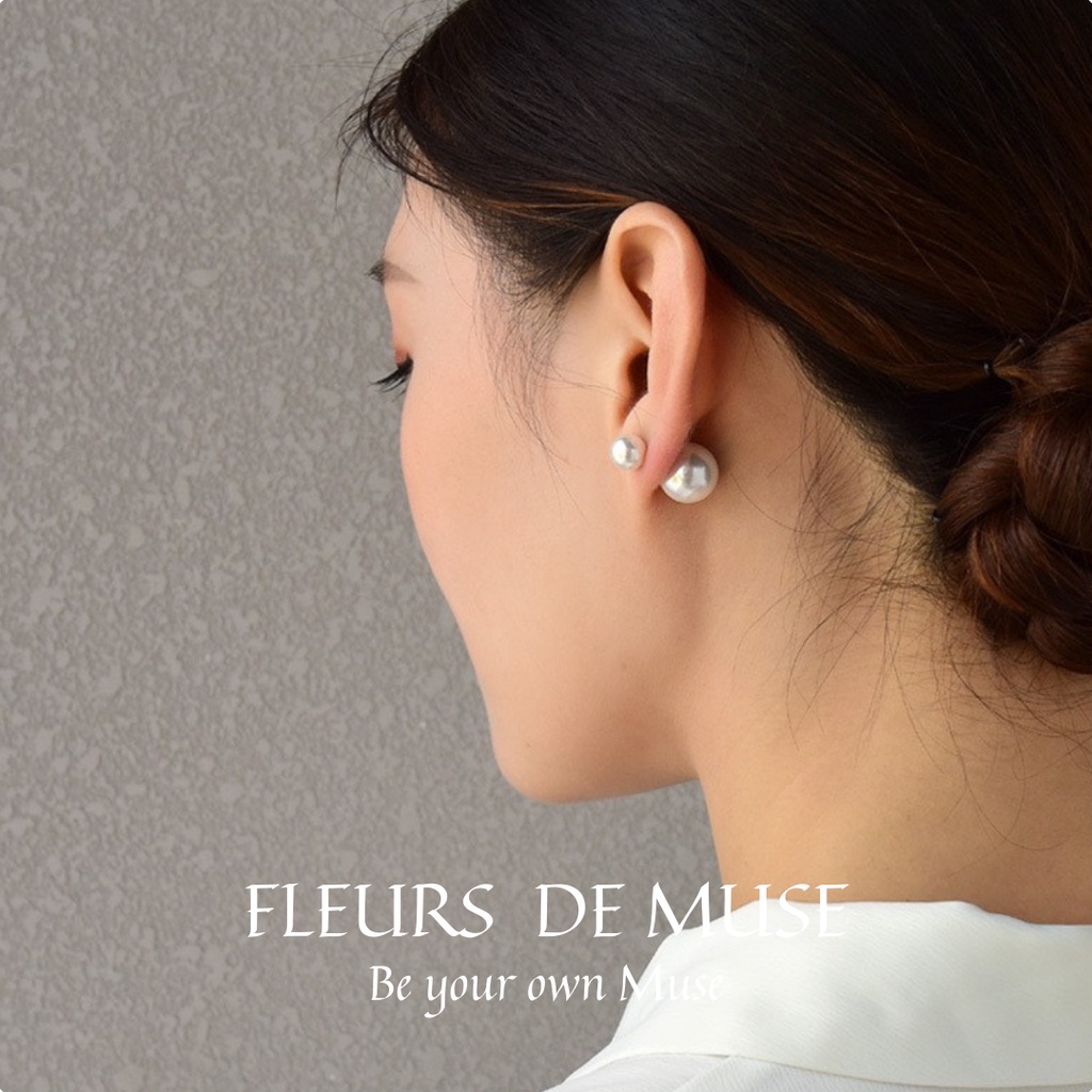 Khuyên tai hạt trai trắng thanh lịch dễ phối đồ Fleurs de Muse