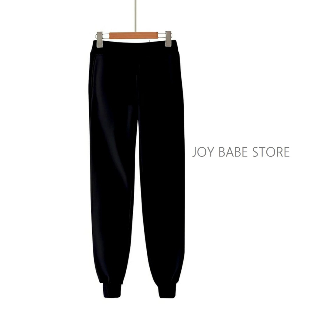 Quần jogger nữ phong cách Basic &amp; Sport 26, nhiều size, cá tính và thoải mái tiện lợi, nỉ thun dài ống bó đen xám trơn