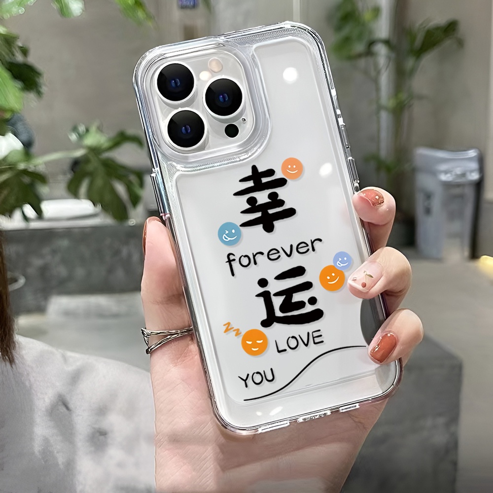 Ốp Điện Thoại Trong Suốt In Chữ Lucky Dễ Thương Cho iphone 14 Pro Max 14 Plus 13 11 12 7Plus X XR XS Max
