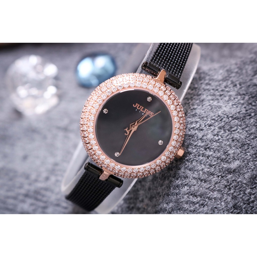 Đồng hồ nữ JS-041C kính sapphire Julius Star Hàn Quốc dây thép