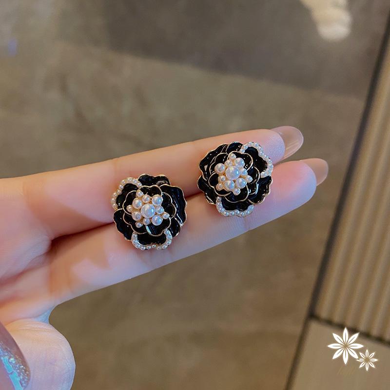 Bông Tai Mạ Bạc 925 Hình Hoa Trà Đính Ngọc Trai Phong Cách Hàn Quốc Thời Trang Cho Nữ