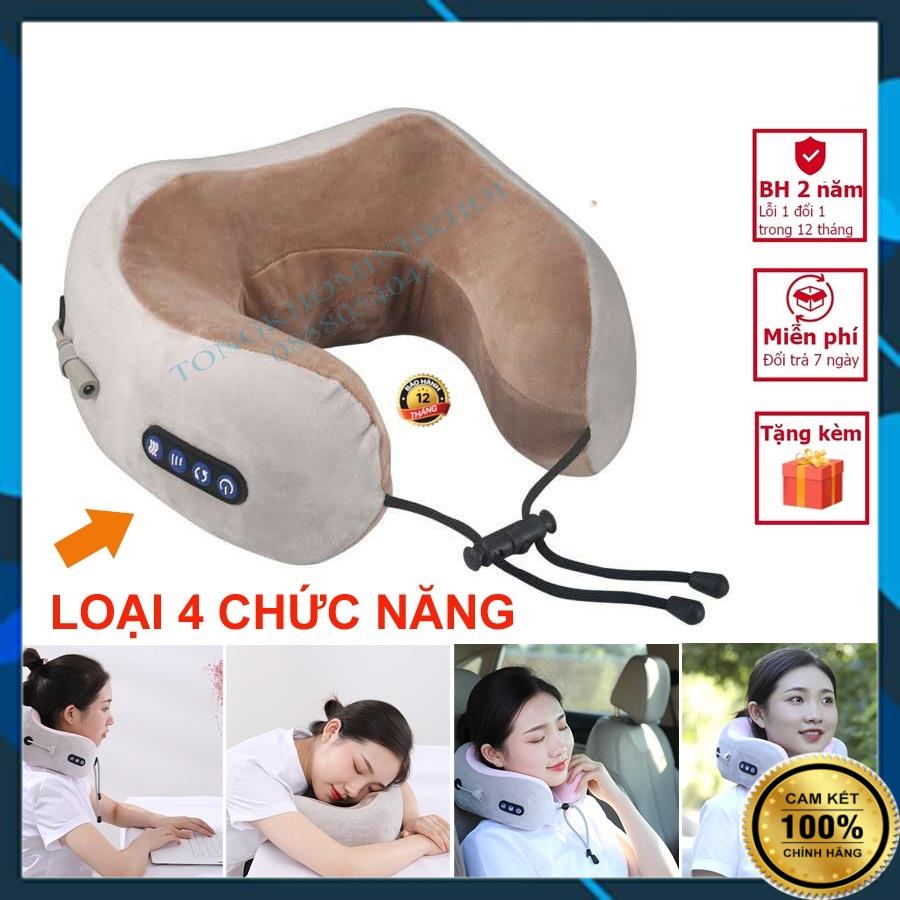 Gối Massage Cổ Chữ U Nhật Bản Cao Cấp - Máy Mát Xa Cổ Vai Gáy Có Sưởi Hồng Ngoại 4 Chức Năng Trị Liệu- Sạc Pin