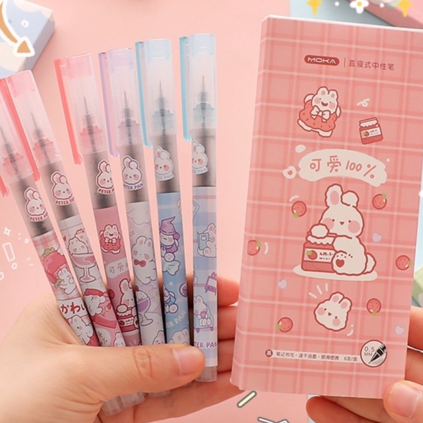 Hộp 6 Bút Gel Hoạt Hình Nhiều Mẫu - Bút Kí Viết Trơn Mực Ra Đều