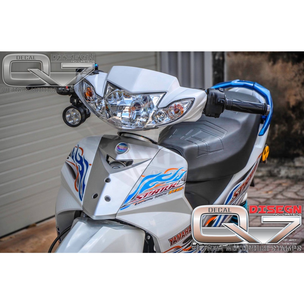 Tem Rời Sirius 110 Trắng Xanh lửa