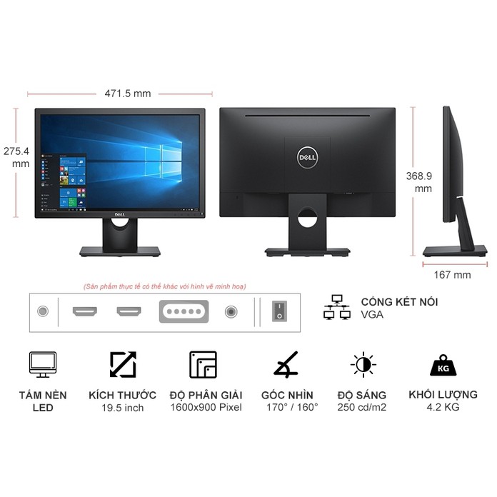 Màn hình máy tính Dell E2016HV 19.5 inch Wide LED | BigBuy360 - bigbuy360.vn