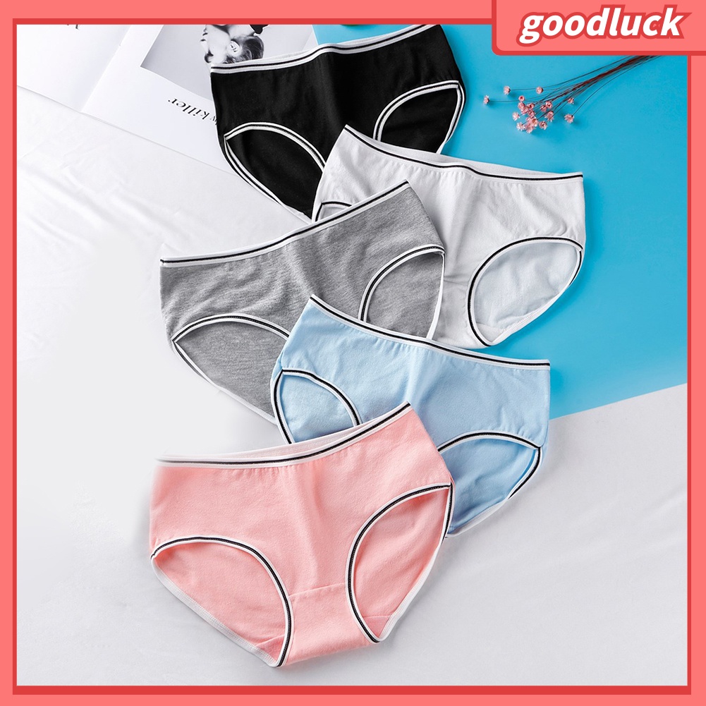 Quần lót cotton lưng thấp thoáng khí màu trơn kiểu dáng dễ thương cho nữ