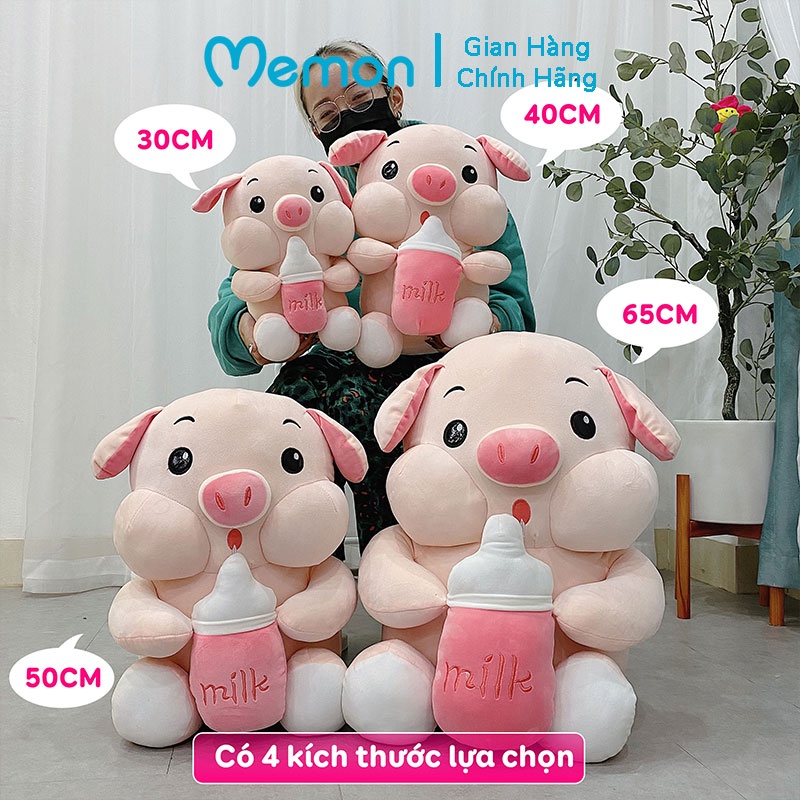 [Mã LIFEMALL2505 giảm 10% đơn 250K] Gấu Bông Heo Ôm Bình Sữa Cao Cấp Memon