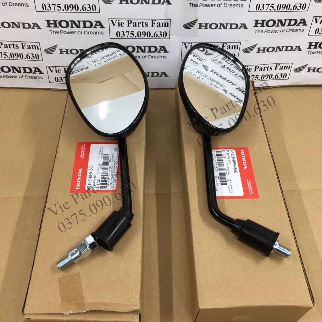 Bộ gương kính chiếu hậu dài Trái - Phải Wave A, RS, S100, Future - Hàng chính hãng Honda
