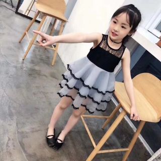 Đầm voan phối ren cao cấp 3 tầng sang chảnh cho bé gái.