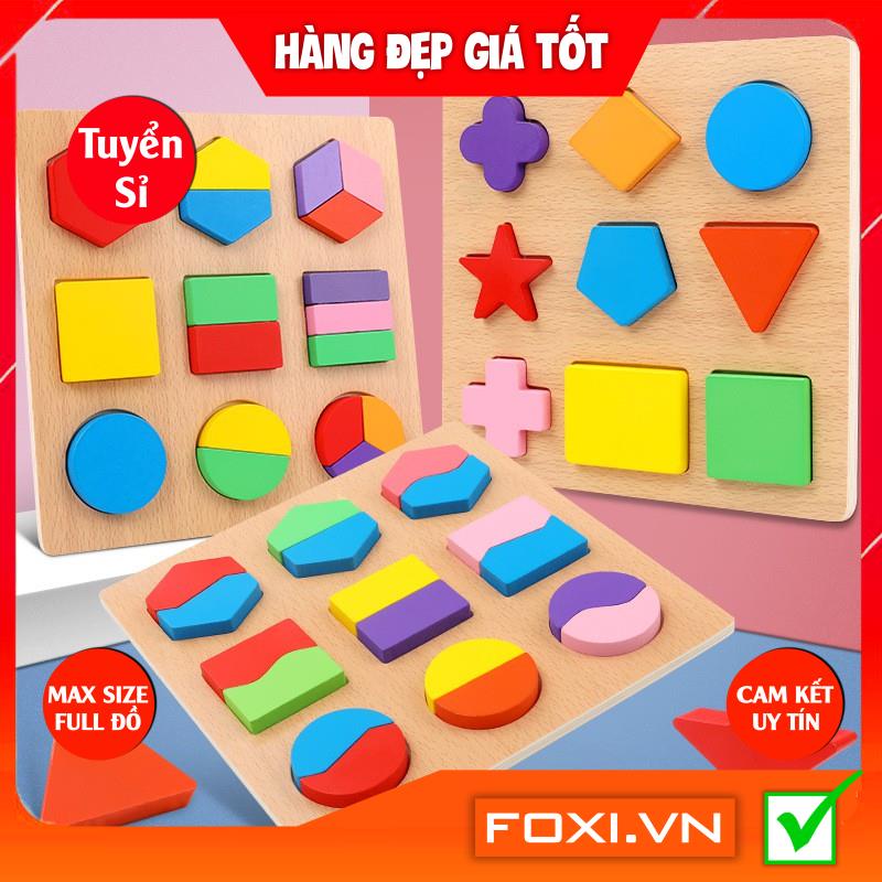 Combo 3 đồ chơi gỗ hình học Foxi-nhiều màu sắc sặc sỡ-trò chơi giáo cụ học tập bổ ích dành cho bé yêu