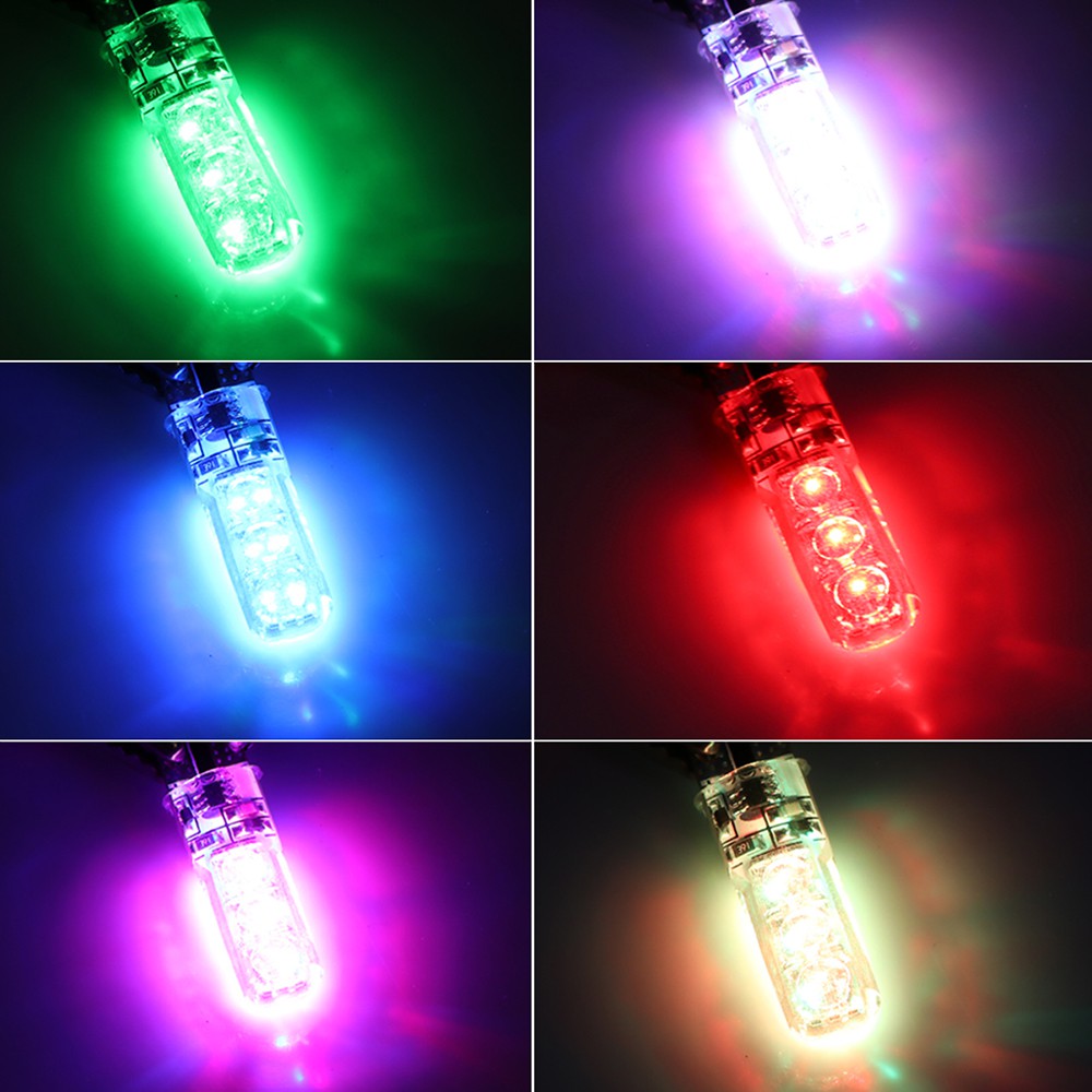 IN STOCK 4pcs Car Remote Control RGB T10 W5W 168 194 6-LED Reading Wedge Lights Tail Box Light 16 Colors Width Light License Plate Lamp Side Marker Bulbs SMD 5050 12V