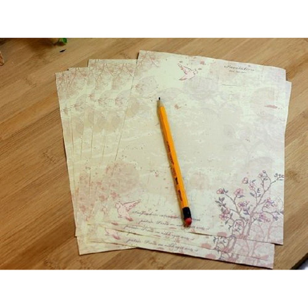 10 Tấm giấy chuyên viết thơ in hoa lá phong cách retro cổ điển