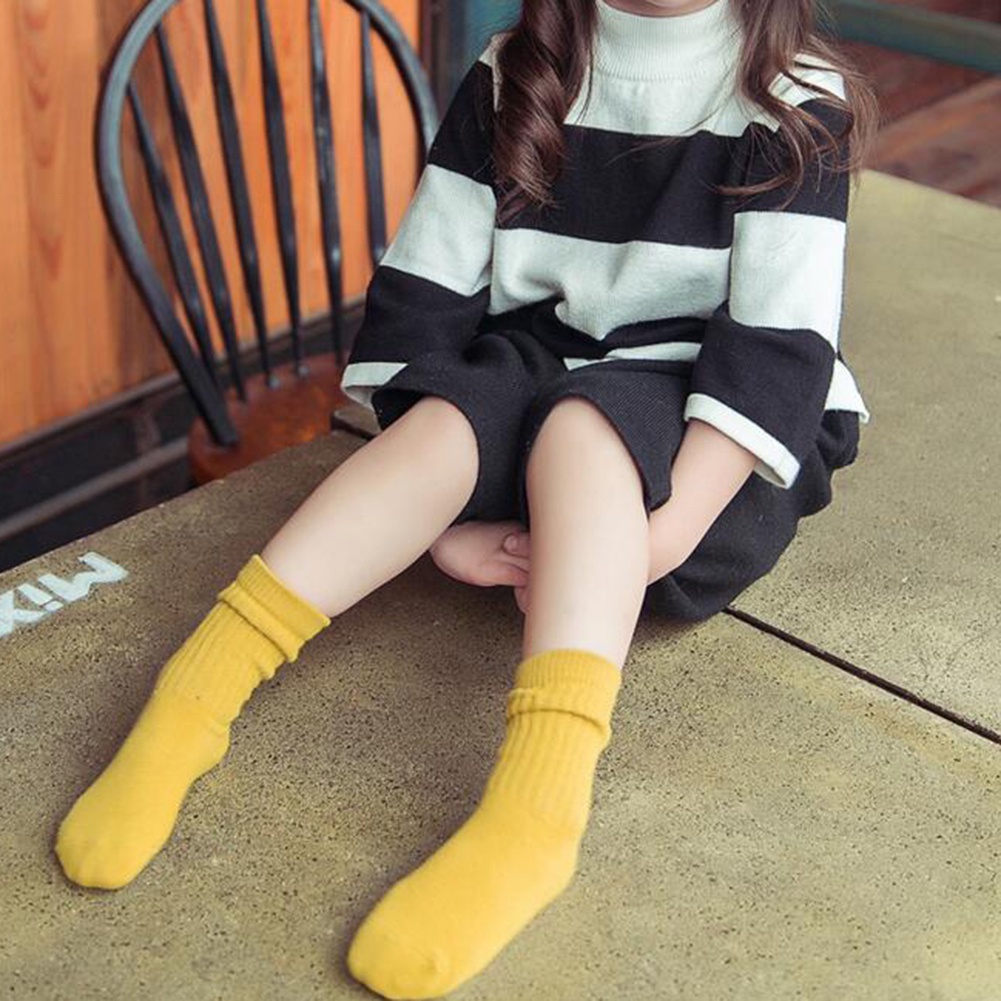 Tất Chân Cotton Cổ Cao Màu Trơn Mềm Mại Dành Cho Bé