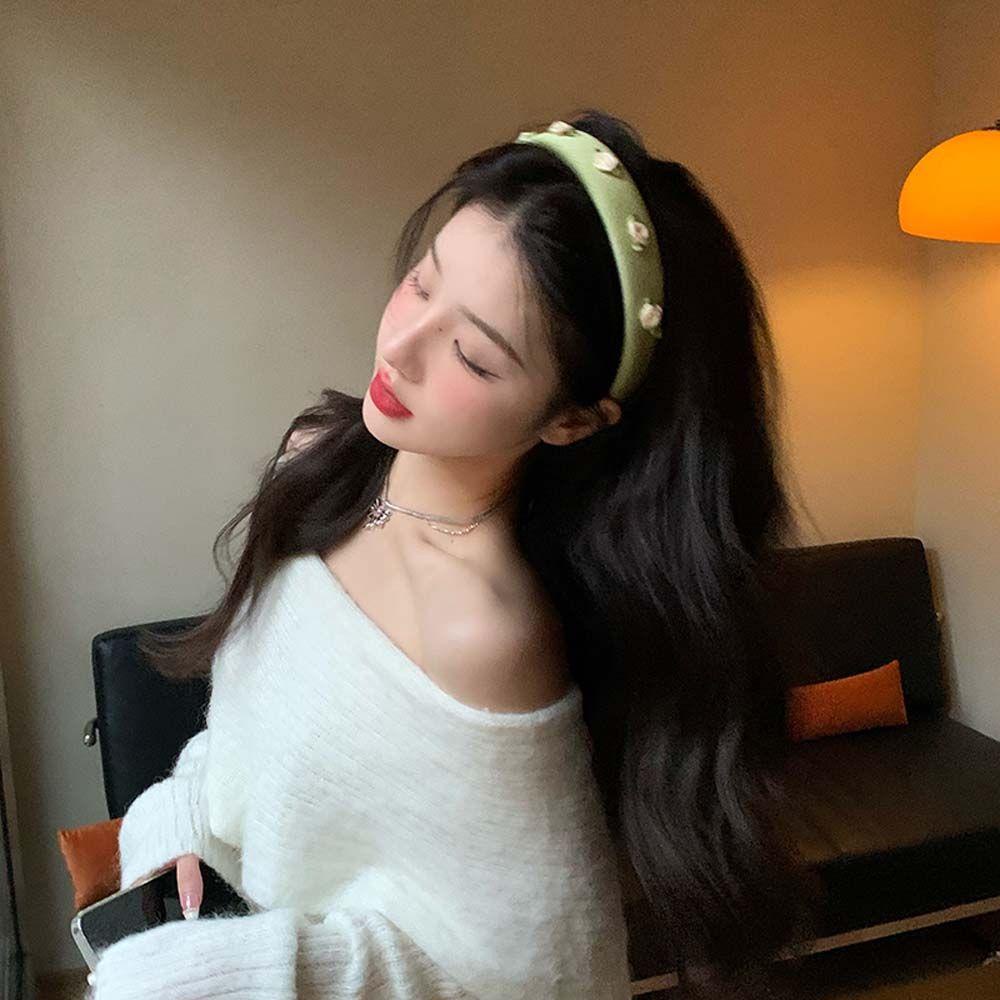 Băng Đô Cài Tóc Bằng Xốp Hình Hoa Hồng Phong Cách Vintage Thời Trang