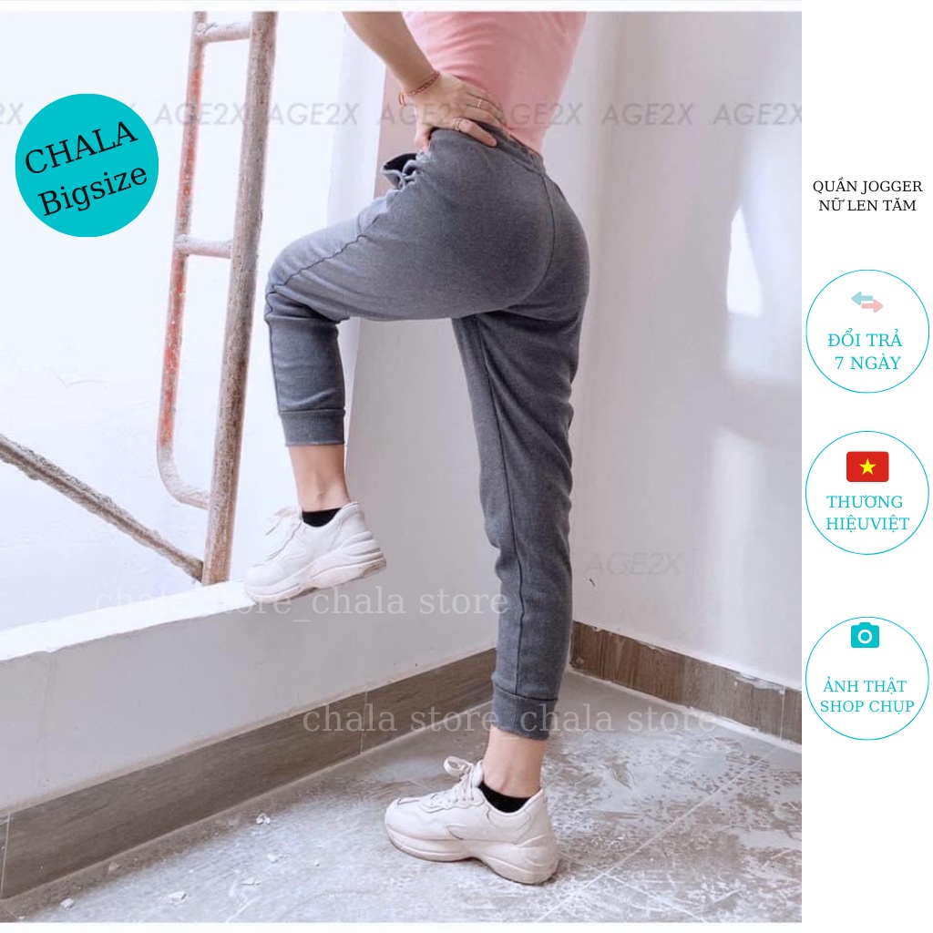 Quần Len Tăm Bigsize Bo Ống Chala Lưng Chun Cạp Cao,Quần Jogger Dáng Thể Thao Phong Cách Cá Tính