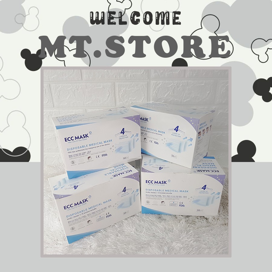 Khẩu trang y tế 4 lớp kháng khuẩn ECC MASK chính hãng - Hộp 50 cái (hàng có sẵn), ảnh thực tế