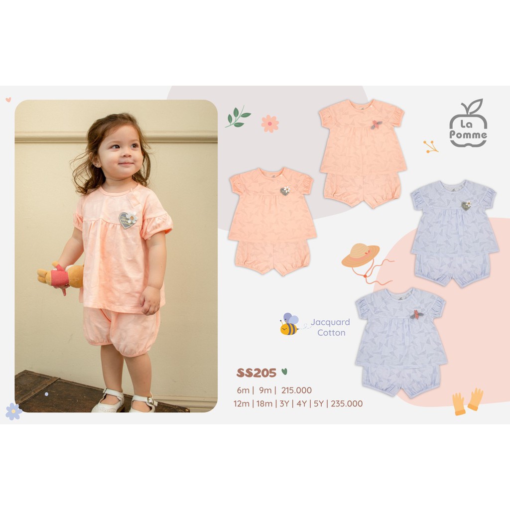 [LA POMME] Bộ cộc tay babydoll bé gái