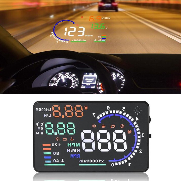 Bộ HUD hiển thị tốc độ trên kính lái xe ô tô - A8